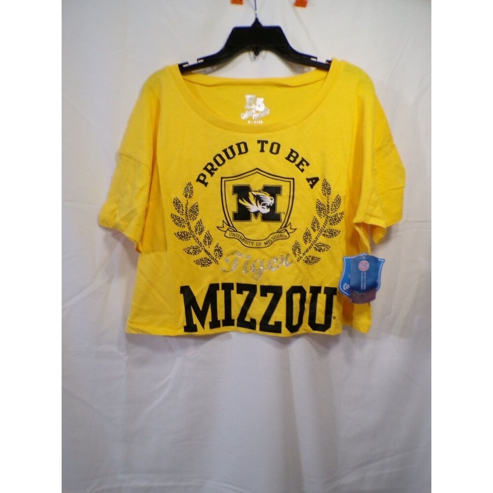 E5 College Classics Mizzou Women's Cropped T-Shirt Gold Yellow XL Tigers